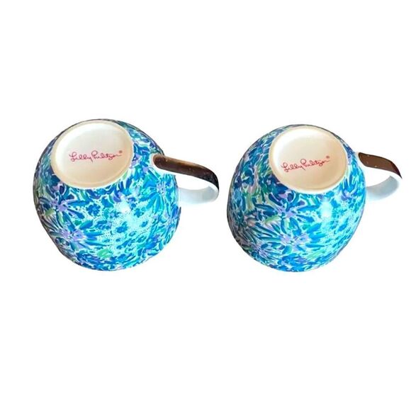 Lilly Pulitzer High Maintenance Blue Floral Set of Two Tea Coffee Mugs - Picture 6 of 13